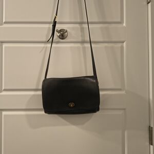 Vintage Coach Black Leather Crossbody Bag